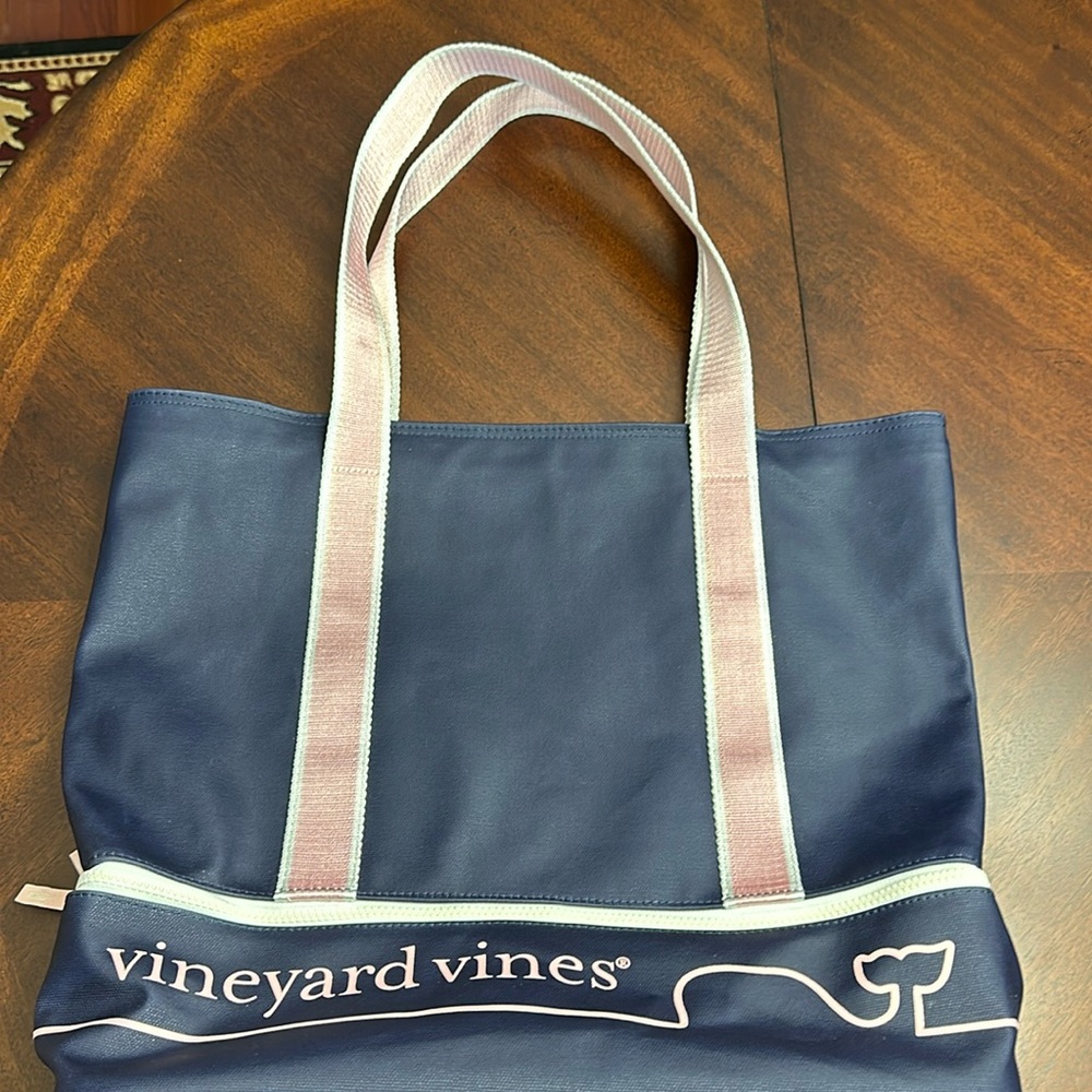 Vineyard Vines x Target Large Blue & Pink Beach Tote Bag Whale Logo